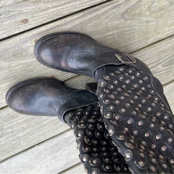 Frye Vera Disc Black Studded Heeled Boots - Picture 6 of 6